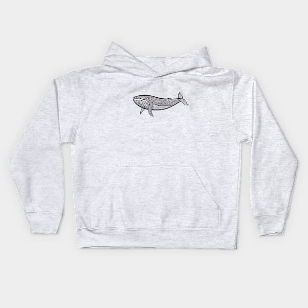 Humpback Whale Ink Art - light colors Kids Hoodie by Green Paladin